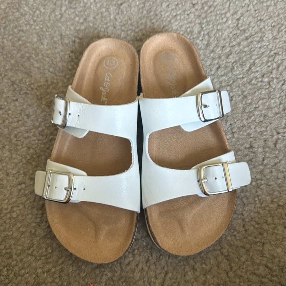 Girls size 13 white sandles